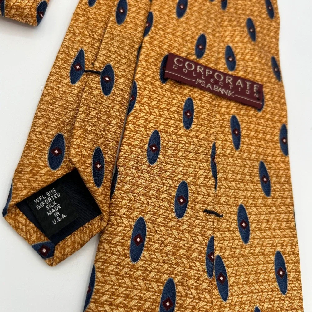 Jos. A. Bank Necktie Corporate Collection Mens OS Gold Silk Classic Professional
